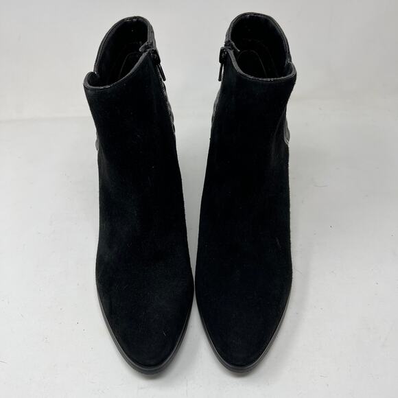 NEW! Nine West Side Zip Suede Boot Bootie Casual Black Quilted - 9.5 - Picture 7 of 8